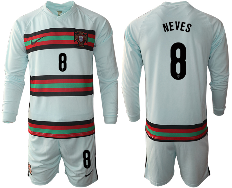 Men 2021 European Cup Portugal away Long sleeve #8 soccer jerseys